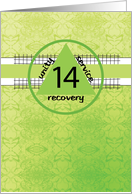 Fourteenth 14 Year Peace Happiness 12 Step Recovery Anniversary card