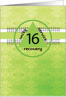 Sixteenth Year Peace Happiness 12 Step Recovery Anniversary Symbol card