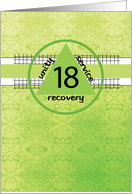 Eighteenth 18 Year Peace Happiness 12 Step Recovery Anniversary card