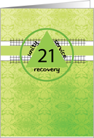 21st Year Peace Happiness 12 Step Recovery Anniversary Symbol card