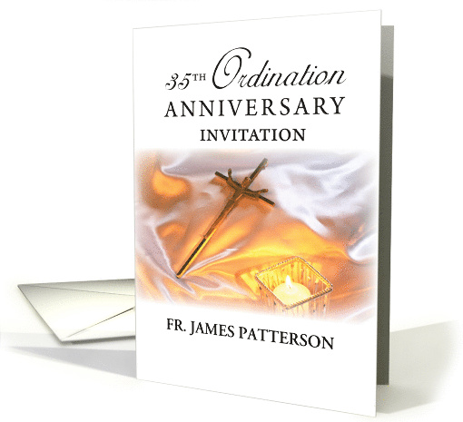 Invitation 35th Ordination Anniversary Cross Candle card (1421294)