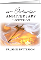 Invitation 60th Ordination Anniversary Cross Candle card