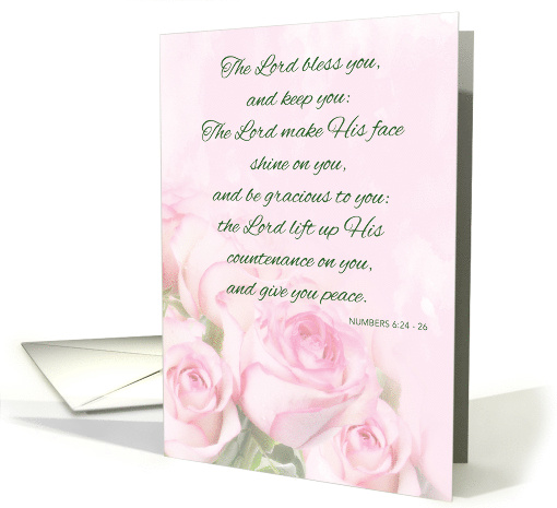 Lord Bless and Keep You Religious Thinking of You With Pink Roses card