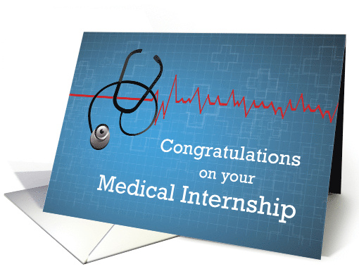Medical Internship Congratulations Stethoscope on Blue card (1423086)