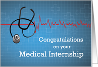 Medical Internship Congratulations Stethoscope on Blue card