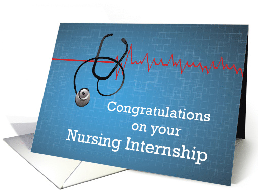 Nursing Internship Congratulations Stethoscope on Blue card (1423118)
