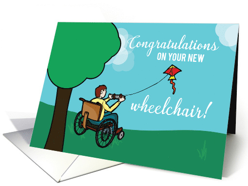 New Wheelchair Congratulations Boy Flying Kite Outdoors card (1423976)