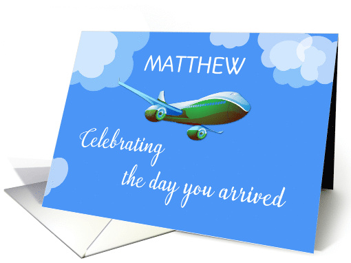 Custom Name Personalized Airplane Day Adoption Green... (1424170)