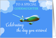 Custom Relationship Goddaughter Airplane Day Adoption Green Airplane card