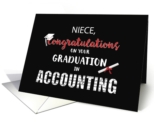 Niece Accounting Graduation Congratulations Black Red White card