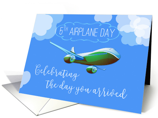 5th Airplane Adoption Day Green Airplane card (1426730)