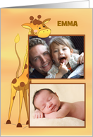 Customizable Photo Name Big Sister Congratulations Giraffe Emma card