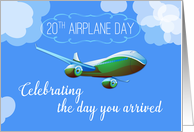 20th Year Airplane Adoption Day Green Airplane card