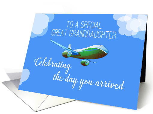 Airplane Day for Great Granddaughter Adoption with Green Airplane card