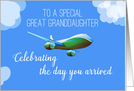 Airplane Day for Great Granddaughter Adoption with Green Airplane card