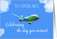 Airplane Day for Niece Adoption with Green Airplane card