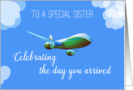 Airplane Day for Sister Adoption with Green Airplane card