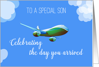 Airplane Day for Son Adoption with Green Airplane card