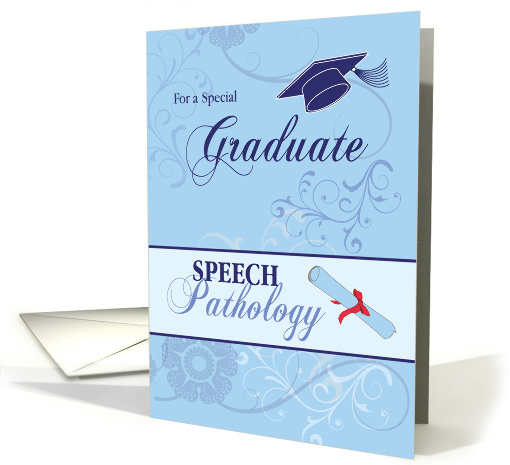 Speech Pathology Graduation Congratulations Blue Swirls card (1428498)