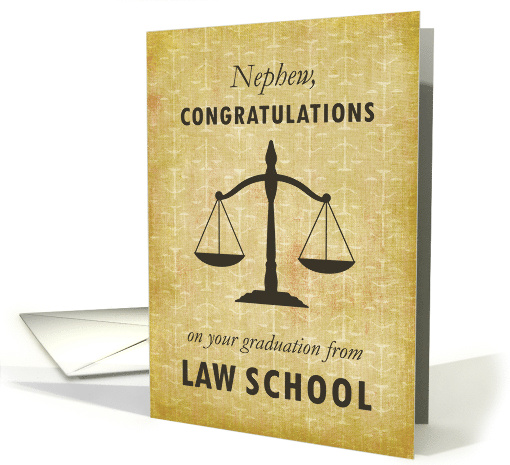 Nephew Law School Graduation Congratulations Scale of Justice card