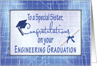 Sister Engineering Graduation Congratulations Blueprints card