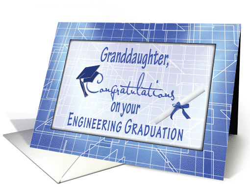 Granddaughter Engineering Graduation Congratulations Blueprints card