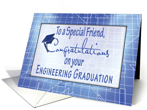 Friend Engineering Graduation Congratulations Blueprints card