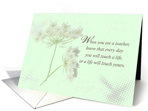 Teacher Thank You White Wildflowers on Light Green card (1431674)