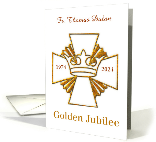 Custom Name Date 2024 Golden 50th Jubilee Cross card (1431920)