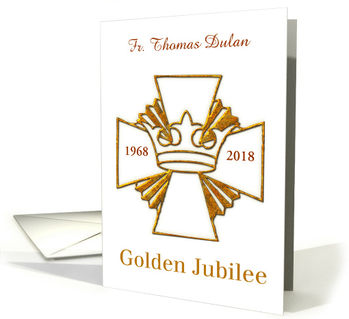 Custom Name Date Golden 50th Jubilee Golden Cross Look card (1431920)