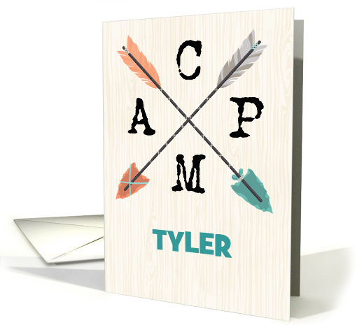 Camp Personalize Name Arrows on Wood Pattern Miss You card (1432138)