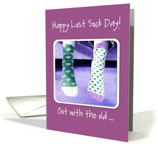 Lost Sock Memorial Day Purple and Green Socks card (1432320)