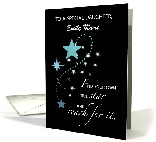 Daughter Customizable Name Aqua Graduation Star card (1433090)