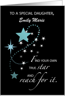 Daughter Customizable Name Aqua Graduation Star card