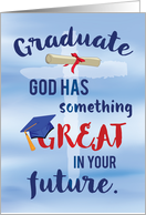Graduate Religious Cross Blue Watercolor card