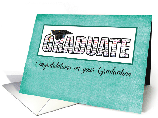 Religious Graduate in Words Congratulations on Teal card (1433382)