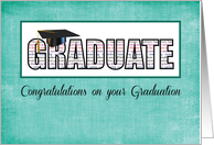 Graduate in Words Congratulations on Teal card