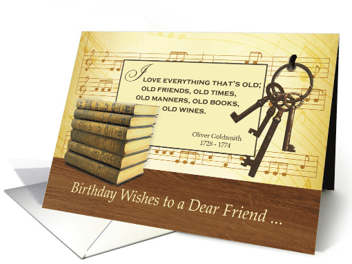 Birthday to an Old Friend Funny Vintage Books and Keys card (1433444)