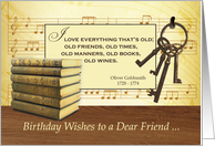 Birthday to an Old Friend Funny Vintage Books and Keys card