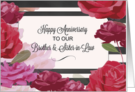 Brother and Sister in Law Wedding Anniversary Roses Stripes card
