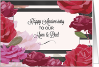 Mom and Dad Wedding Anniversary Congratulations with Roses Stripes card