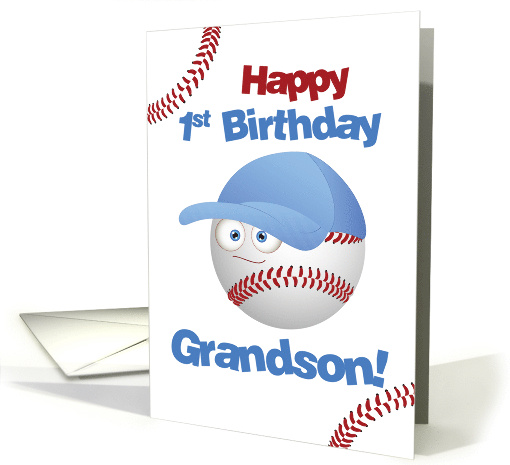Grandson 1st Birthday Baseball Theme card (1435324)