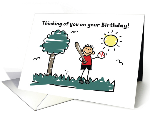 Baseball Birthday to Boy Outside Stick Figure card (1435372)
