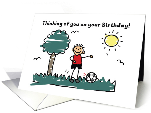 Soccer Birthday to Boy Outside Stick Figure card (1435384)