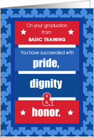 Basic Training Graduation Congratulations Red White Blue Stars card