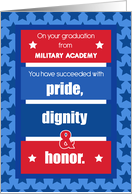 Military Academy Graduation Congratulations Red White Blue Stars card