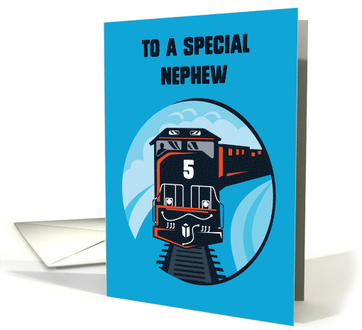 Nephew 5th Birthday Train for Little Boy on Blue card (1435908)