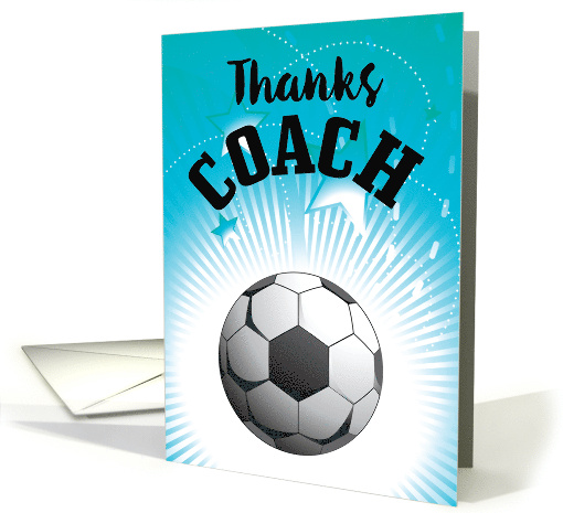Thanks Soccer Coach Aqua Blue Stars Ball card (1436466)