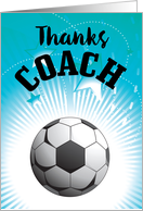 Thanks Soccer Coach Aqua Blue Stars Ball card