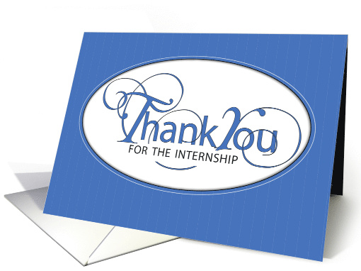 Internship Thank You Elegant Blue Script card (1436908)